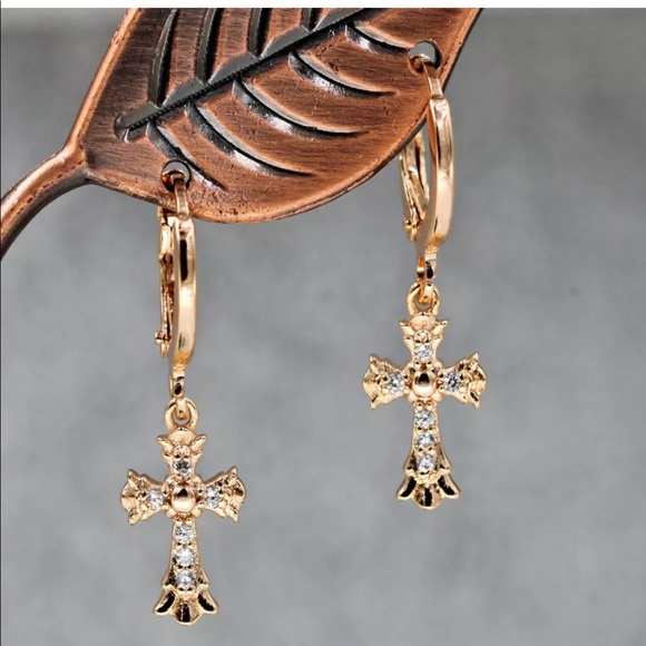 Tiny Cross Stud Earrings in Gold & Silver – AMADI Jewelry Cries holy religious tiny gold silver earrings